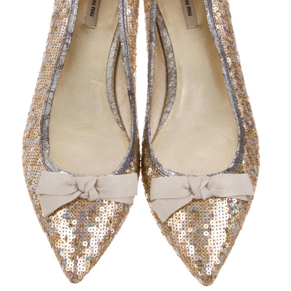 🛑Miu Miu Sequin-embellished flats size7 - Picture 6 of 7